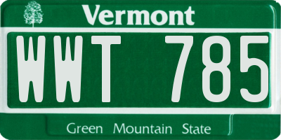 VT license plate WWT785