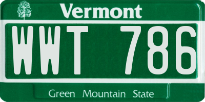 VT license plate WWT786
