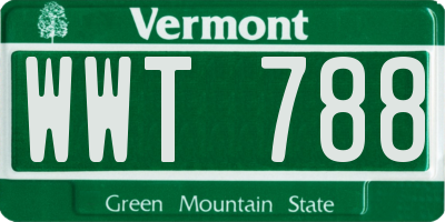 VT license plate WWT788