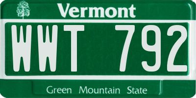 VT license plate WWT792