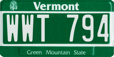 VT license plate WWT794