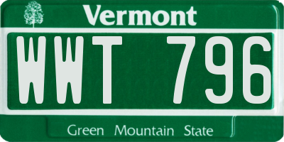 VT license plate WWT796