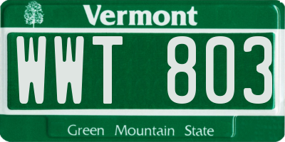 VT license plate WWT803
