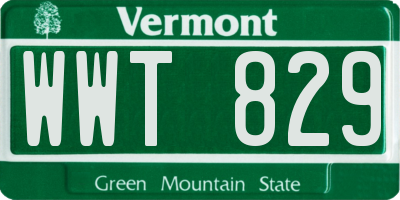 VT license plate WWT829