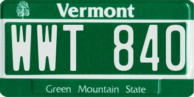 VT license plate WWT840