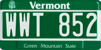 VT license plate WWT852