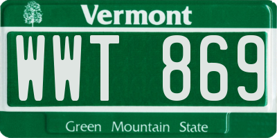 VT license plate WWT869