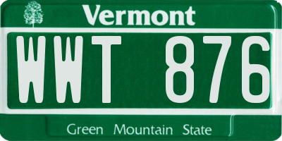 VT license plate WWT876