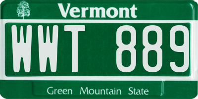 VT license plate WWT889