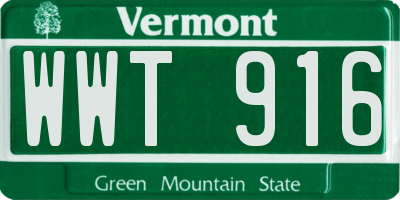 VT license plate WWT916