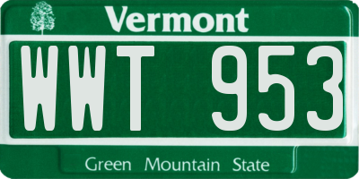 VT license plate WWT953