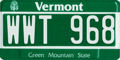 VT license plate WWT968