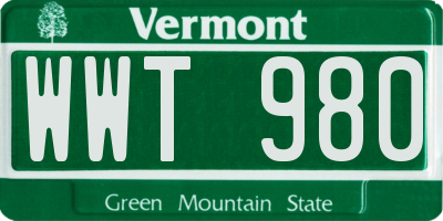 VT license plate WWT980