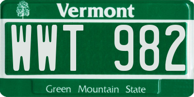 VT license plate WWT982