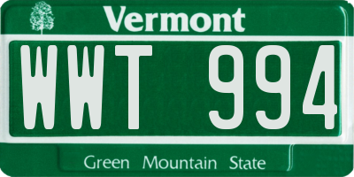 VT license plate WWT994