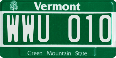 VT license plate WWU010