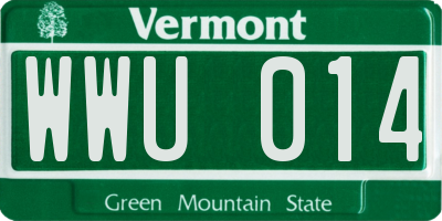 VT license plate WWU014