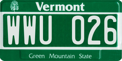 VT license plate WWU026
