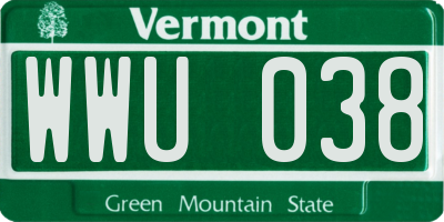 VT license plate WWU038