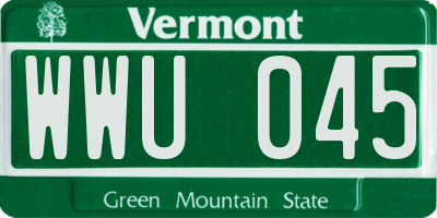 VT license plate WWU045
