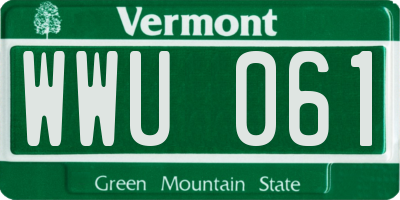 VT license plate WWU061