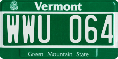 VT license plate WWU064