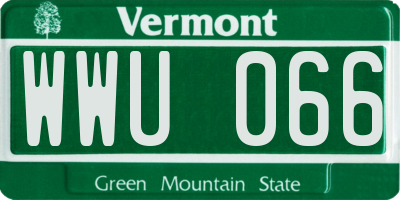 VT license plate WWU066