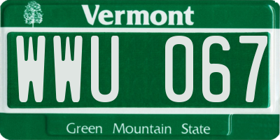 VT license plate WWU067