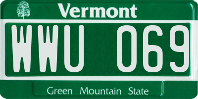 VT license plate WWU069