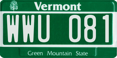 VT license plate WWU081