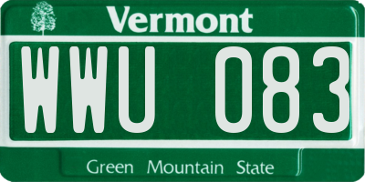 VT license plate WWU083