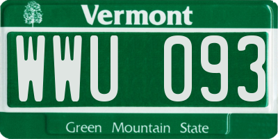 VT license plate WWU093