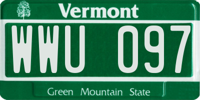 VT license plate WWU097
