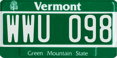 VT license plate WWU098