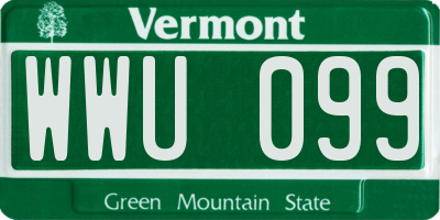 VT license plate WWU099