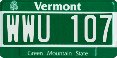 VT license plate WWU107