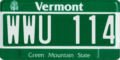 VT license plate WWU114