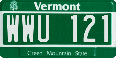 VT license plate WWU121