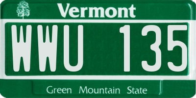 VT license plate WWU135
