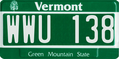 VT license plate WWU138