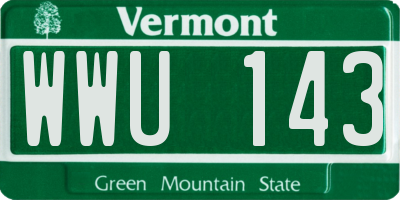 VT license plate WWU143