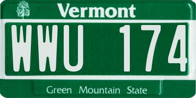 VT license plate WWU174