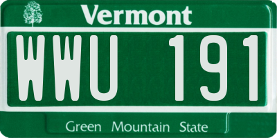 VT license plate WWU191