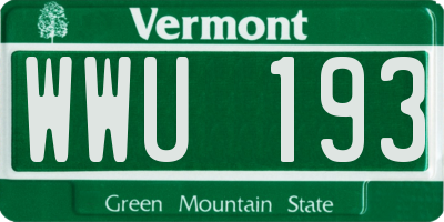 VT license plate WWU193