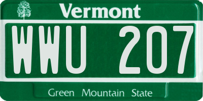 VT license plate WWU207
