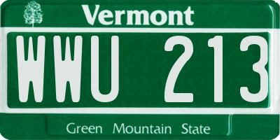 VT license plate WWU213