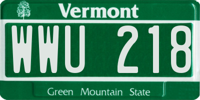 VT license plate WWU218
