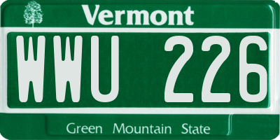 VT license plate WWU226