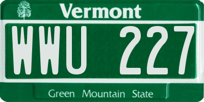 VT license plate WWU227