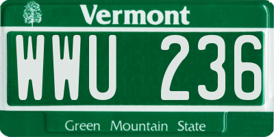 VT license plate WWU236